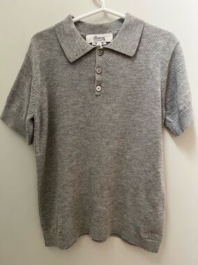 Bonpoint Soft Grey Knit Polo Top